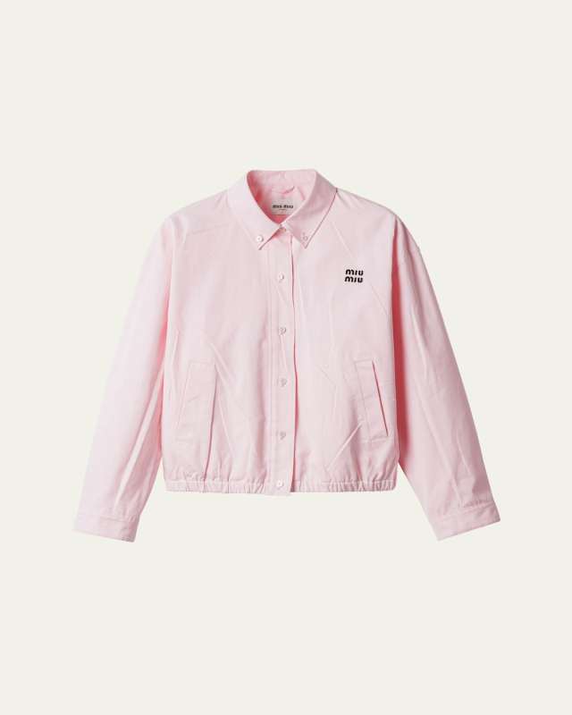 Cotton Poplin Button-Front Shirt Jacket